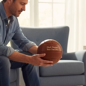Personalised Vintage Tan Leather Football, 6 of 12
