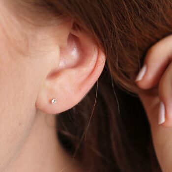 Tiny Sterling Silver Crystal Stud Earrings, 2 of 2