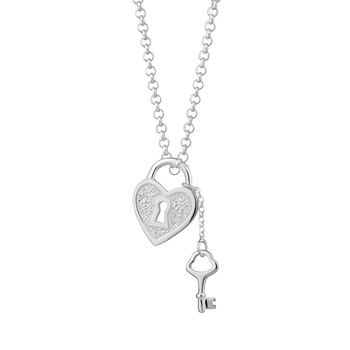 Sterling Silver Heart Shaped Padlock And Key Necklace, 6 of 6