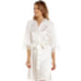 British Made Ivory Bridal Short Satin Dressing Gown With Lace Detail Ladies Size 8 To 28 UK, thumbnail 1 of 5