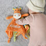 Personalised Orange Stripy Giraffe Baby Comforter, thumbnail 3 of 5