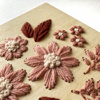 Floral Blossom Embroidery Kit On Wood, 3 of 6