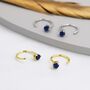 Sapphire Blue Cz Dot Huggie Hoop Earrings, thumbnail 5 of 10