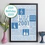 Personalised 25th Birthday Print Year 2001 Music Gift, thumbnail 12 of 12