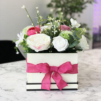 Personalised Flower Hat Box Pink And White, 2 of 7