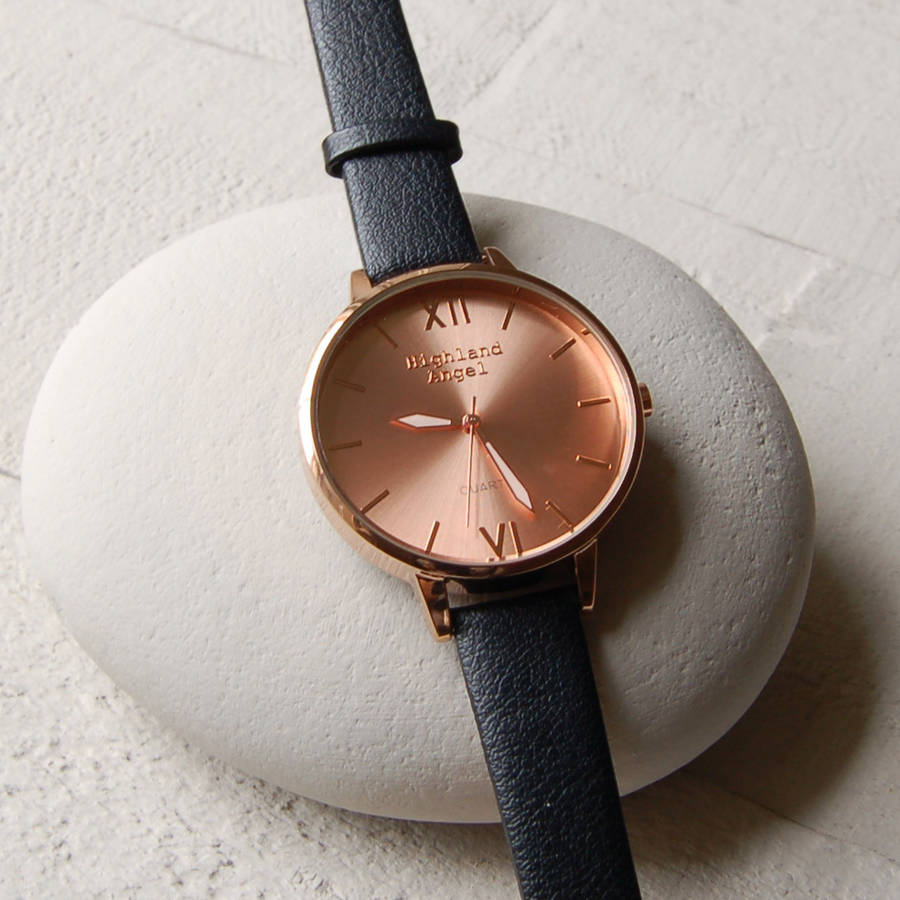 ladies watch with leather strap by highland angel | notonthehighstreet.com