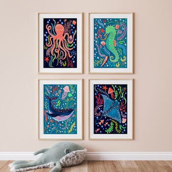 Sea Animal Nursery Print Set Of Six, 2 of 9