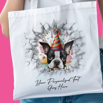 Personalised Boston Terrier Birthday Break Through Dog, 8 of 8