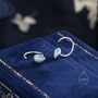 Sterling Silver Aqua Green Droplet Opal Huggie Hoop Earrings, thumbnail 3 of 10