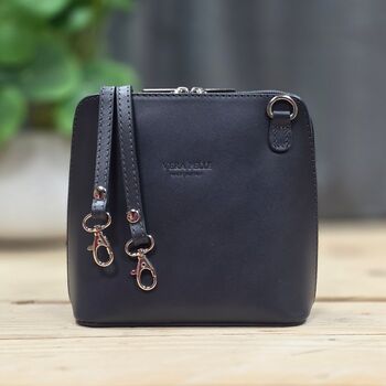 Leather Cross Body Handbag In Dark Grey, 3 of 3