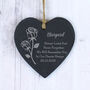 Personalised Rose Slate Heart Hanging Decoration, thumbnail 3 of 5