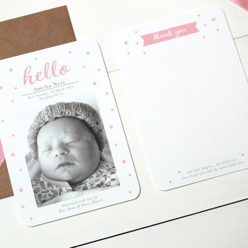 New Baby Photo Birth Announcement Thank You Card, 8 of 9