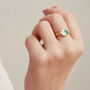 Blue Topaz Matte Gold Plated Silver Stacking Ring, thumbnail 2 of 9