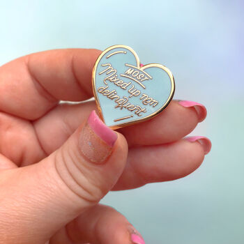 Non Deliquent Enamel Heart Pin, Grease Pin, 2 of 6