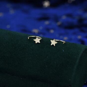 Tiny Star Huggie Hoop Earrings In Sterling Silver, 6 of 12