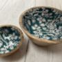 Teal Blossom Small Mango Wood Bowl, thumbnail 2 of 4