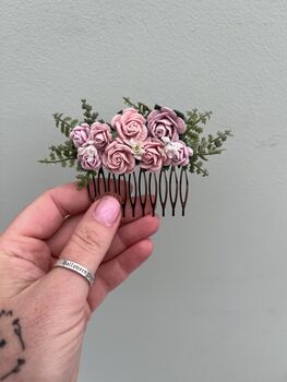 Pale Pink And Lilac Flower Hair Comb, 5 of 5