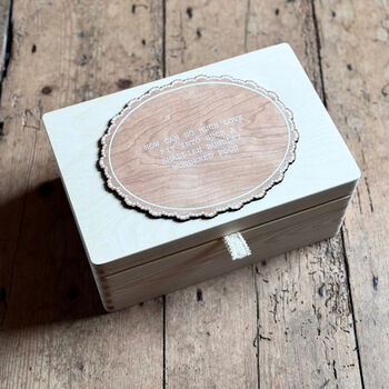 Personalised Wood And Lace Baby Keepsake Box, 3 of 5