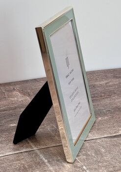 Isaac Jacobs Pale Green And Silver Plated Border Photo Frame, 3 of 3
