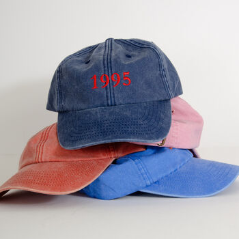 Personalised Vintage Cap With Year Embroidery Text, 2 of 6