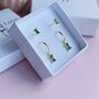 Emerald Baguette Hoop And Stud Earring Set Gold Or Silver Gift For Her, thumbnail 5 of 12