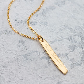 Engraved Gold Plated Medium Bar Charm, 5 of 7