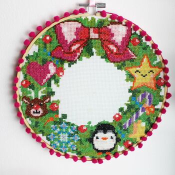 Christmas Wreath Cross Stitch Kit, 3 of 11