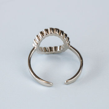 Sterling Silver Textured Circle Detail Adjustable Ring, 3 of 4