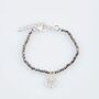 Silver Plated Grey Bead Filigree Teardrop Bracelet, thumbnail 1 of 5