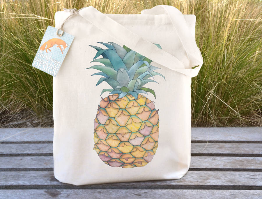 Pineapple Cotton Tote Bag By Ceridwen Hazelchild Design ...