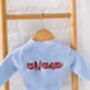 Valentines Heart Embroidered Personalised New Baby Cardigan, thumbnail 3 of 12