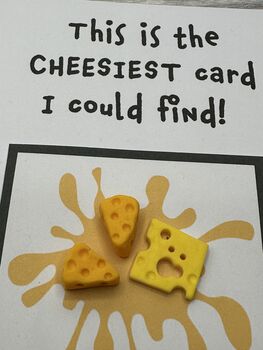 Cheese Polymer Clay Birthday Card Handmade, 12 of 12