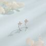 Sterling Silver Extra Tiny Hydrangea Flower Huggie Hoop Earrings, thumbnail 6 of 11