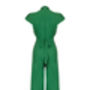 Vintage Style Crepe Jumpsuit In Montecarlo Green, thumbnail 3 of 3