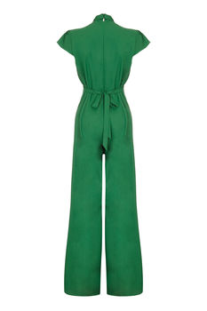 Vintage Style Crepe Jumpsuit In Montecarlo Green, 3 of 3