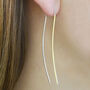 18kt Rose/Gold Plated Silver Minimal Bar Drop Earrings, thumbnail 1 of 4