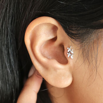 Titanium Crystal Fern Leaf Helix Earring, 2 of 6