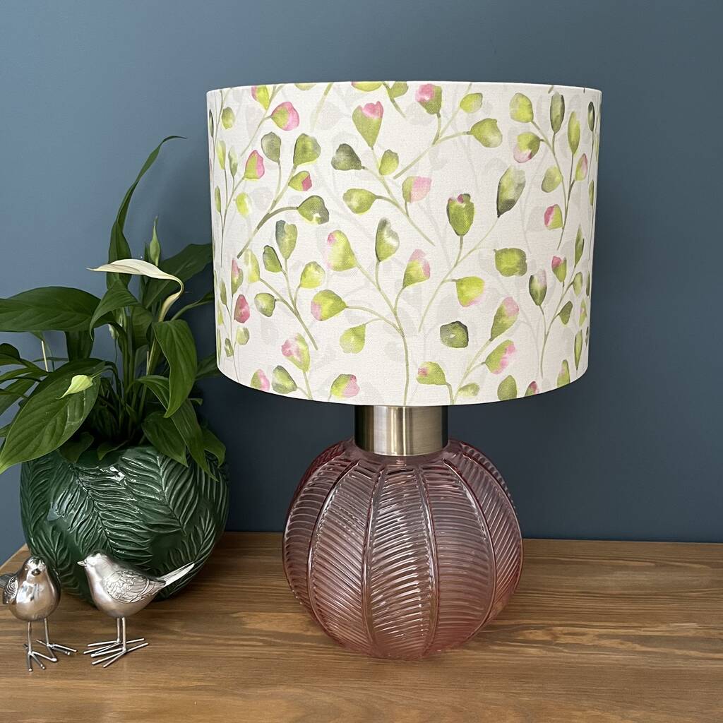 Lime Green And Pink Floral Buds Lampshades, 1 of 10