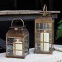 Brass Window Lantern Duo With LED Candles, thumbnail 2 of 2