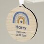 Personalised Blue Rainbow Round Wooden Decoration, thumbnail 4 of 4