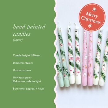 Hand Painted Christmas Taper Candles, 4 of 8