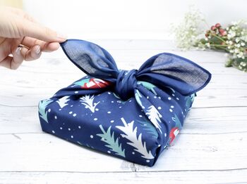 Christmas Furoshiki Fabric Wrap Set Of Three, 2 of 9