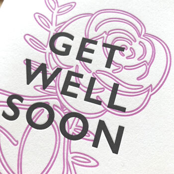 'Get Well Soon' Botanical Letterpress Card, 3 of 4
