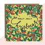 'Holly Jolly' Christmas Card Pack Of Five Or Single, thumbnail 1 of 1