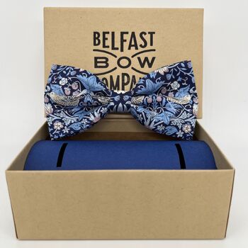 Liberty Bow Tie In Navy Strawberry Thief, 2 of 2