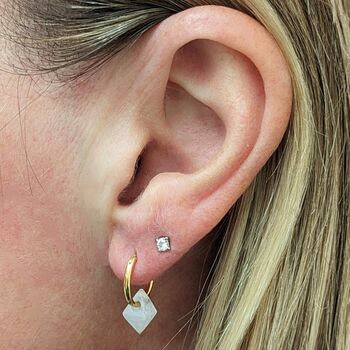 'The Octahedron' Moonstone Hoop Earrings, Gold, 2 of 5