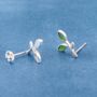 Sterling Silver Leaf Stud Earrings, thumbnail 4 of 7