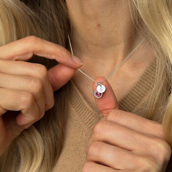 30th Birthday Gift For Her – Sterling Silver Birthstone And Personalised Number Charm Necklace, 10 of 10