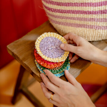 Colourful Handwoven Sisal Coasters, 8 of 10
