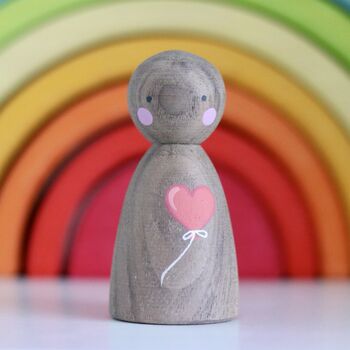 Handpainted Wooden Heart Balloon Peepul, 6 of 8